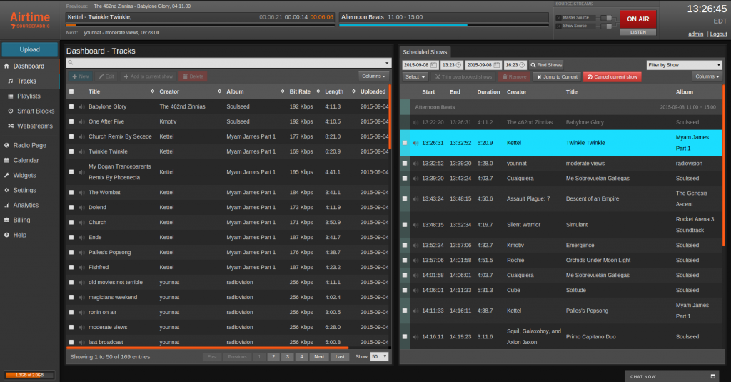 Dashboard Tracks