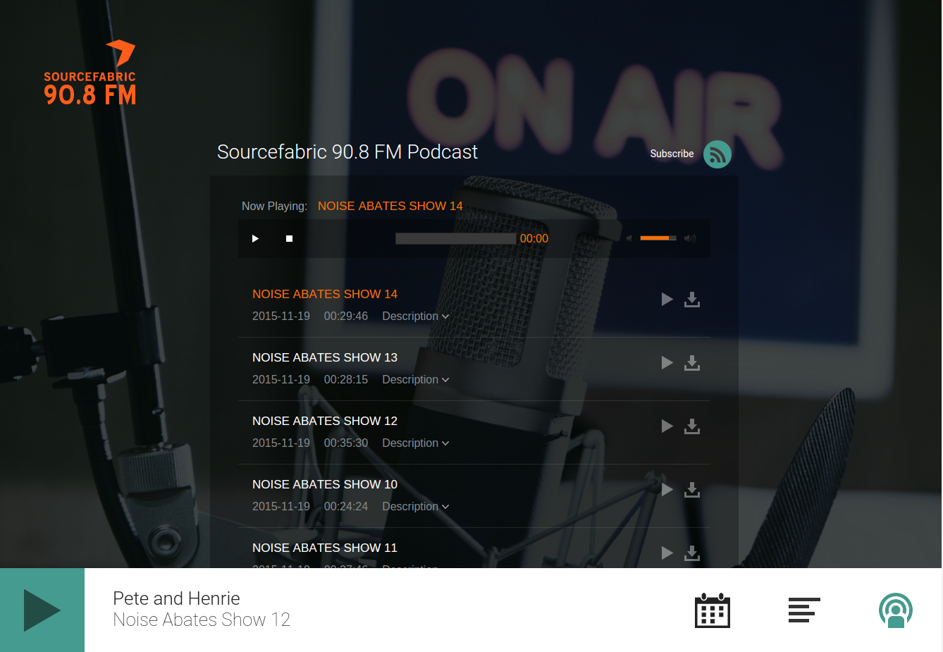 Podcast on radio player page